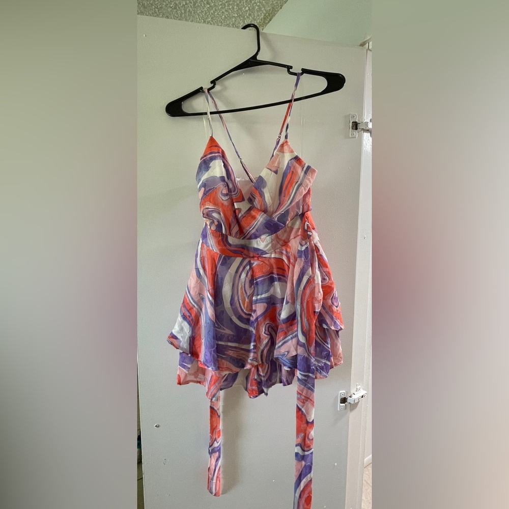 Juniors Multicolor Swirl Pattern Romper